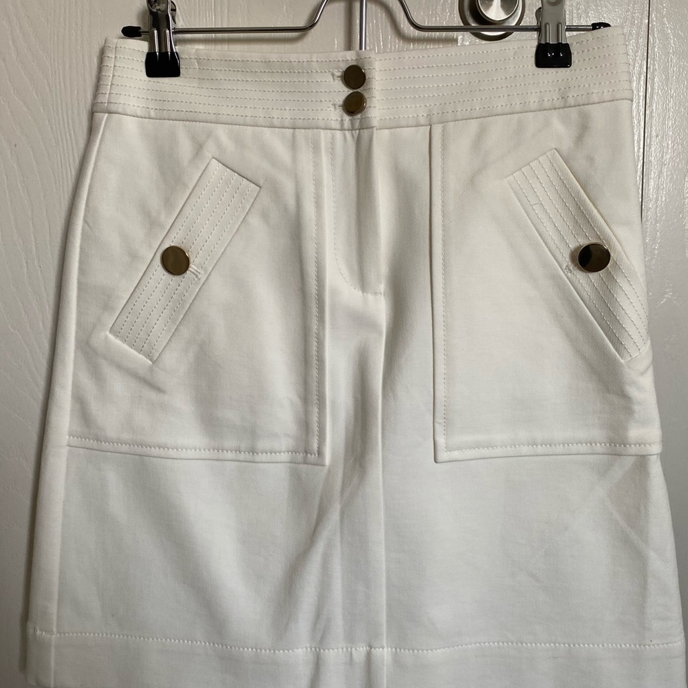 Loft White Buttoned Shift Skirt NWT 00